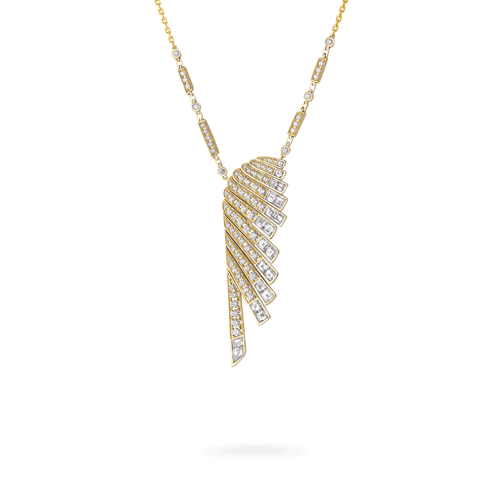 Garrard Wings Rising collection Round and Calibre cut Diamond Pendant in 18ct Yellow Gold 2018676 Hero Shot